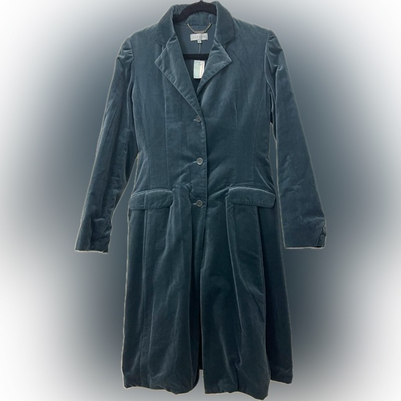 Jigsaw Jackets & Blazers - Jigsaw Velvet Midi Jacket Blue/Green Size 12 NWT